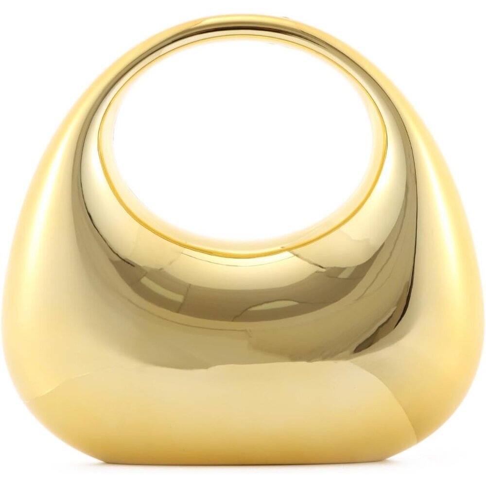 Versatile Gold Evening Handbag - Acrylic Moon-Shaped Purse with Chain Strap